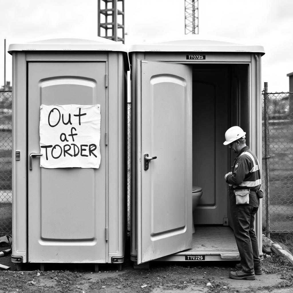 Ridiculous job site moment: an out-of-order portable toilet